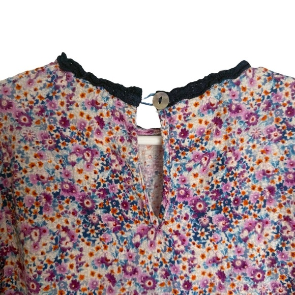 Bebe Organic Nostalgia Short Sleeve Julia Dress Girls 5 Purple Floral Print - Picture 7 of 11